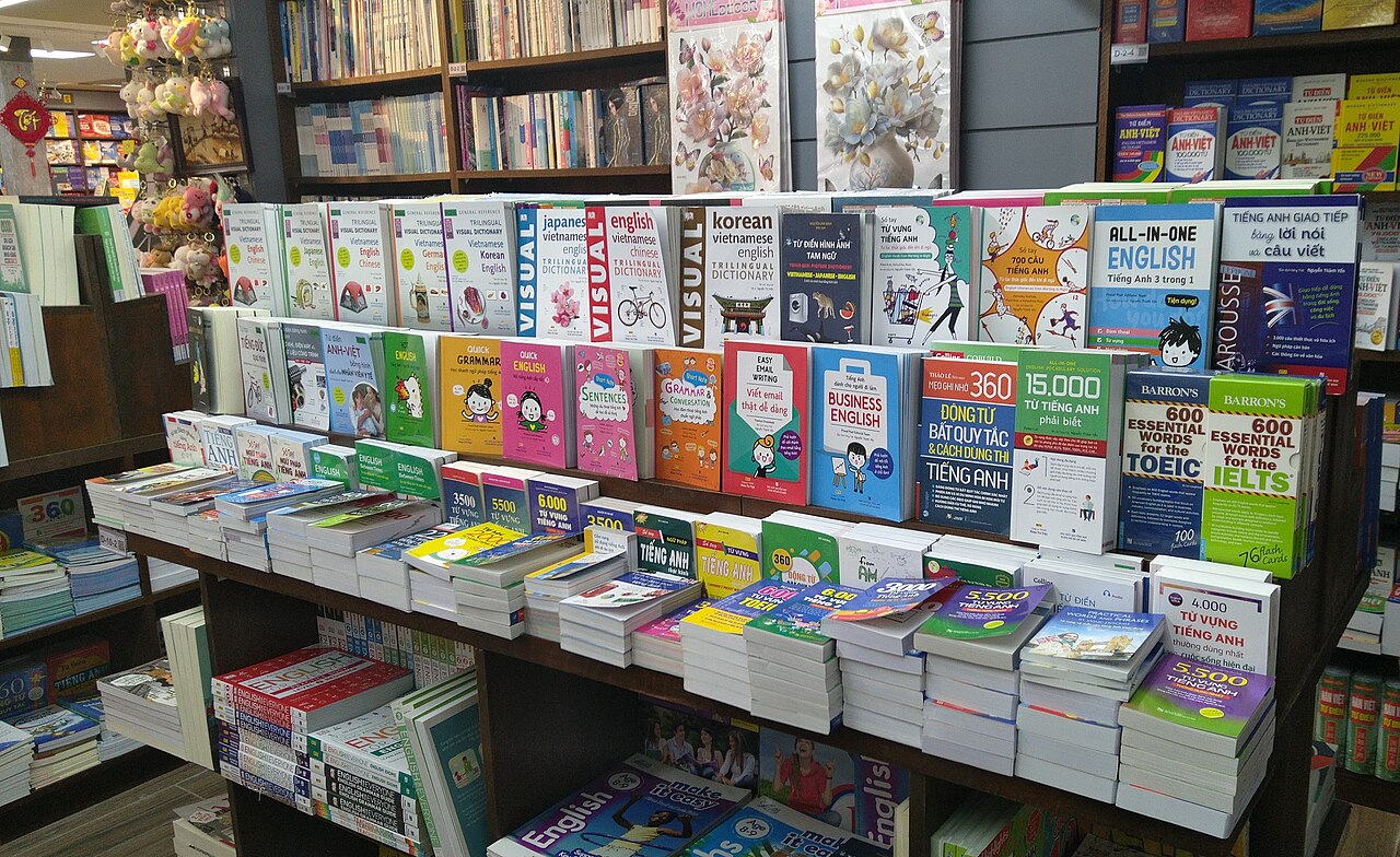 Livros em língua estrangeira numa livraria